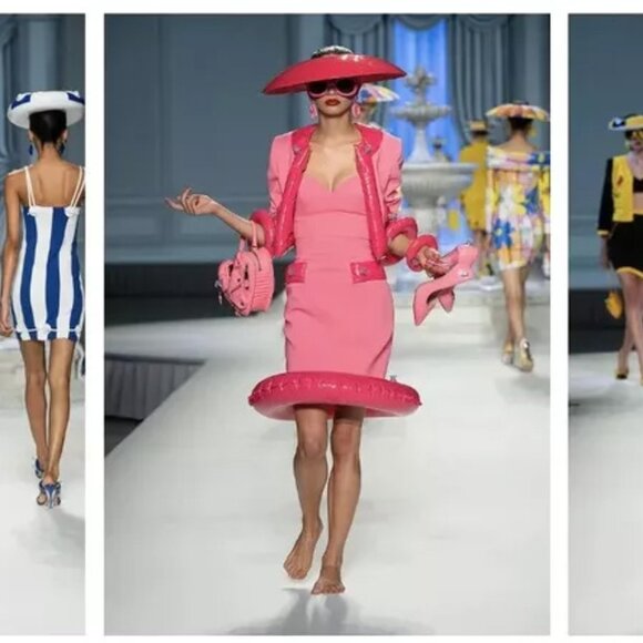 MOSCHINO COUTURE POOL INFLATABLE BARBIE PINK SKIRT ONLY IT40 USA 6 2023 RUNWAY - Picture 8 of 16